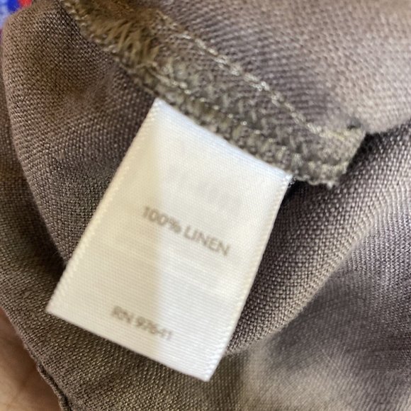J Jill Linen Pants Sz L Tan Elastic Waist Lagen Look Wide Leg Loose Fit - Picture 7 of 7